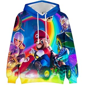 Super Mario Bros Movie 3d tegneserietryk Afslappet snøre Hættetrøjer Langærmet hættetrøje sweatshirt toppe Børn Fødselsdagsgave D 6-7 Years