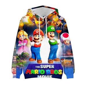 Super Mario Bros Movie 3d tegneserietryk Afslappet snøre Hættetrøjer Langærmet hættetrøje sweatshirt toppe Børn Fødselsdagsgave F 8-9 Years