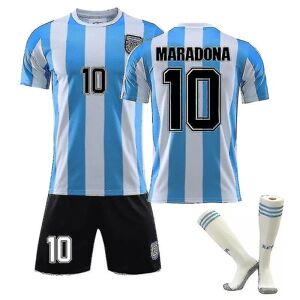 Maradona tröja nr 10 Argentina Retro King Fotbollströja Sæt 1920 Maradona 10 Kids Vuxna barn nyaste 1986 Maradona 10 Kids 24(130-140CM)