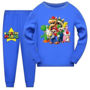 Super Mario Pyjamas Langærmet T-shirt Bukser Nattøj Nattøj Pjs Set Børn Drenge Piger Pyjamas Loungewear Alder 7-14 år CMK Dark Blue 7-8 Years