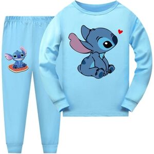 Lilo & Stitch Pyjamas sæt til børn drenge piger tegneserie t-shirt bukser outfit sæt nattøj CMK Light Blue 13-14 Years