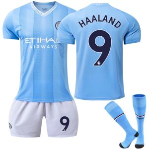 23-24 Manchester City Home Børnefodboldtrøje K 9(HAALAND)-WELLNGS 9(HAALAND) 6-7 Years