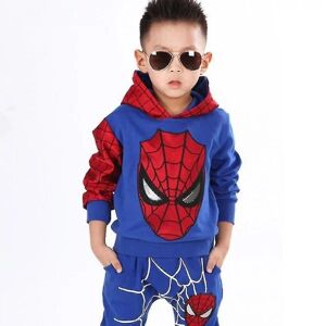 Kid Boy Spiderman Træningsdragt Hættetrøje Sweatshirt Bukser Sæt Outfit Tøj Blå 4-5 år