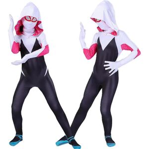 4-10 år Børn Piger Spider Gwen Med Maske Cosplay Jumpsuit Kostume 6-7 Years