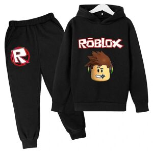 Børn Drenge Piger Roblox-tryk langærmet hættetrøje + bukser Casual Outfits Sæt Træningsdragt 7-14 år