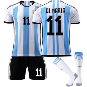 Goodies Qatar 2022 World Cup Argentina Home Di Maria #11 Trøje Herre fodbold T-shirts Trøjesæt Børn Unge Kids 26(140-150cm)