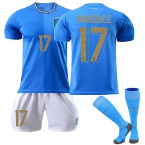 Goodies Italien 22/23 Hjemmetrøje VM Immobile #17 Fodboldtrøje T-shirt shorts sæt Fodbold 3-delt sæt til børn Voksne Kids 24(130-140cm)
