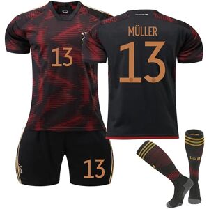 Goodies Tyskland 2022-2023 VM udebanetrøje Mller #13 Fodboldtrøje T-shirt shorts sæt fodbold 3-delt sæt til børn Voksne fodboldtrøjer Kids 20(110-120cm)