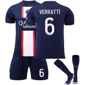 Goodies Paris 22/23 Fodboldsæt Børn Hjem Trænings T-shirt Shorts jakkesæt Voksen Børn nyeste fodboldtrøjer nye fodboldsæt VERRATTI 6 Kids 18(100-110CM)