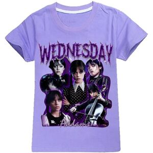 Onsdag Addams Drenge Piger T-shirts The Addams Family T-shirts Skjorter med rund hals med korte ærmer Unge 7-14 år Purple 9-10Years