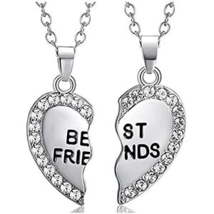 ExpressVaruhuset Halskæde Friendship Heart graveret Rhinestone Silver