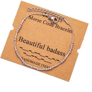Morse Code Armbånd Til Kvinder Teenager Piger Sjove Gaver Til Hendes Mor Datter Søster Bedste Ven Inspirerende smykker Silke Beaded Wrap Justerbar Armbånd