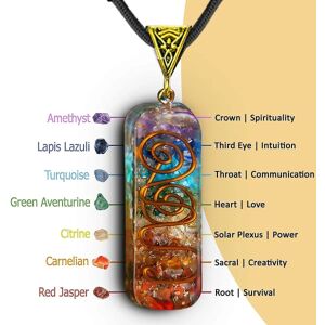 7 Chakra Halskæde Håndlavet Healing Orgone Pendant Krystal Halskæde Spirituel Med Justerbar Ledning Kompatibel med Mænd Kvinder Positiv Energi, Meditation