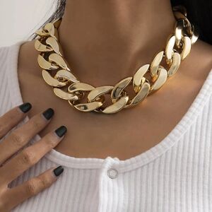 Punk Cuban Link Chain Choker Halskæde Guld Letvægts Chunky Oval Chain Link Halskæde Statement Hip Hop smykker