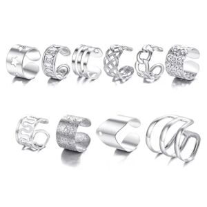 Megabilligt Falske øre manchet 10-pack ørering Helix piercing uden hulsølv sølv