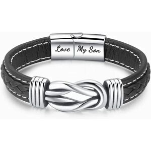 Mor og søn Forever Linked flettet læderarmbånd Knyttet armbånd til mænd Inspirerende fødselsdagsgave fra mor (1 stk)