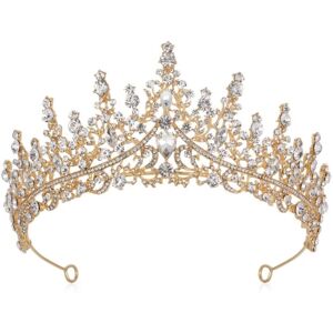 Legering Crown Bryllup Tiara Krystal Rhinestone Crown GULD Gold