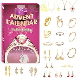 2023 Jule-adventskalender Modesmykker Surprise Blind Box Xmas 24 Dage Nedtælling Ringe Halskæde Øreringe Armbånd Sæt Gave