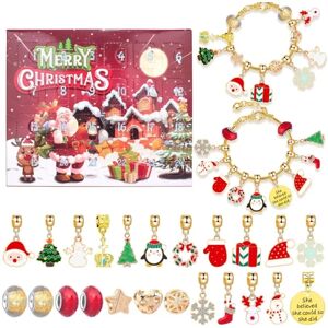 Mode juleadventskalender Xmas Blind Box Charm DIY Armbånd Making Sæt Håndholdt 24 Nedtællingskalender DIY smykkegave style 5