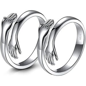 2 stk kramring, 925 Sterling sølv kramringe til kvinder Mænd Piger Kærlighedskram Open Promise Ring