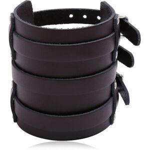 Herre læder bred tredobbelt strop manchet wrap Gauntlet armbånd Buck