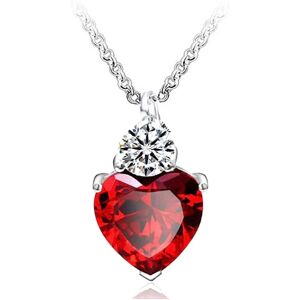 Queen of Hearts halskæde 925 Sterling sølv kæde rødt hjerte