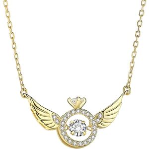 Angel Wings halskæde til kvinder Moving Angel Crystal Pendant Neckl