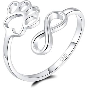 FLOWER LOST Love Heart Infinity Ring 925 Sterling Sølv Åben Justerbar Ring Hunde Kat Klo Ring Til Kvinder Teen piger