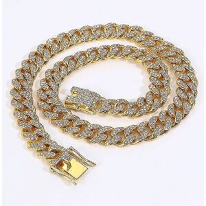 Cuban Link Chains Herre Iced Out Miami Cuban Chain Halskæder Sølv/guld Bling Diamond Hip Hop smykker Til Kvinder gold