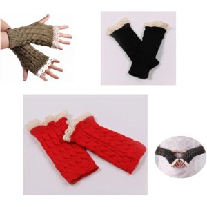 3 par Lace Extended Armband Handsker Kvinder Vinter Varm Halvfinger Strikkede Handsker.A