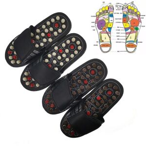 Fødder Massage Hjemmesko Fod Zoneterapi Akupunktur Terapi Massager Walk Stone Sko Akupunktur Brosten Massageador Sandal Black 44-45