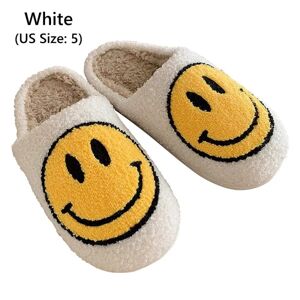 Smiley Face Kvinder Vinter Varme Hjemmesko white EU Size 35-36