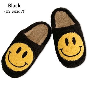 Smiley Face Kvinder Vinter Varme Hjemmesko black EU Size 37-38