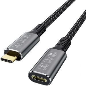 Thunderbolt 4 forlængerkabel, usb-c kabel til usb C han til hun understøtter 8k/5k@60hz video / 40gbps dataoverførsel / 100w opladning (0,8m)