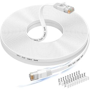 20 m Ethernet-kabel, Cat 6e/cat6 langt internetkabel med Snagless Rj45-stik, højhastigheds-patchledning end Cat 5e/cat 5, flad Wh