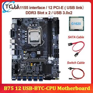 Lga1155 8pcie bundkort G1620 til usb support 2ddr3 B75 usb btc bundkort sæt Only G1620 CPU