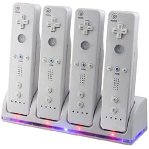 MTK Wii Opladningsstativ Bluelight Ladestation til 4 kontroller White