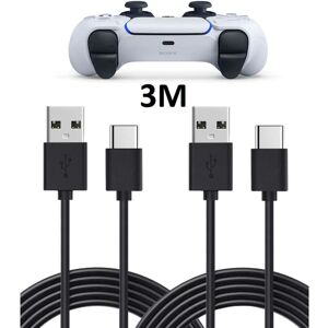 MIMD 2-pack 3m 3 meter opladningskabel-til PS5 / Playstation 5 USB-C Black