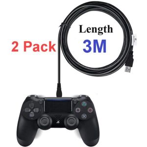 M Kabel 2-Pack 3M PS4 / Playstation 4 Ladekabel til controller Black