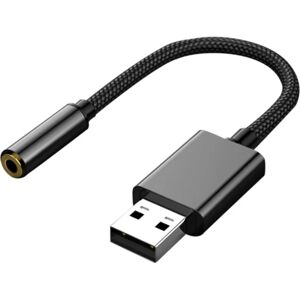 Usb til 3,5 mm lydstikadapter Usb til aux lydstik Eksternt stereolydkort til hovedtelefoner Højttaler til PS4 til PS5, pc, bærbare computere, stationære computere