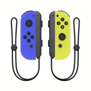 Joycon trådløs controller erstatter Nintendo Switch, understøtter wake-up funktion, venstre og højre fjernbetjeninger med håndledsstropper-B blue+yellow