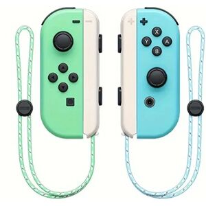 Joycon trådløs controller erstatter Nintendo Switch, understøtter wake-up funktion, venstre og højre fjernbetjeninger med håndledsstropper-C green+blue