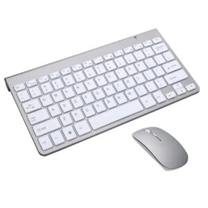 WEIWZI Tastatur og mus sæt, 2,4G trådløst tyndt tastatur med trådløs mus Combo-sølv tastatur og mus sæt