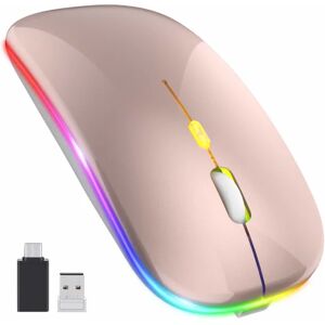 Opgrader trådløs LED PC-mus Genopladelig Silent Wireless Mouse Laptop-mus med USB-modtager Kompatibilitet med computer/pc/tablet