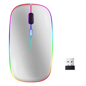 INF Trådløs mus med RGB LED dual mode Bluetooth/Wifi Sølv Sølv
