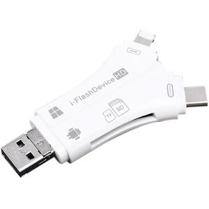 4 i 1 I Flash Drive USB-kortlæser til iPhone 5 6 7 8 X 11 12 13 14 til Ipad Macbook Android-kamera SD&TF-kortlæser