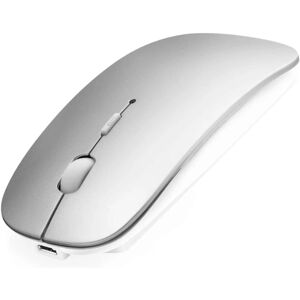 Apple Bluetooth-mus til bærbar/iPad/iPhone/Mac(iOS13.1.2 og nyere)/PC, genopladelig støjfri mini trådløs mus kompatibel med Android/Windows, sølv