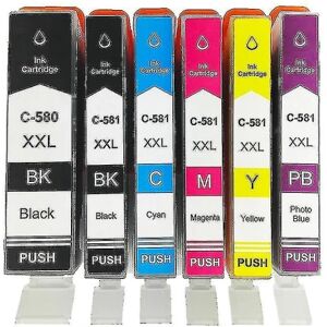 6pk Pgi-580 Cli-581xl blækpatron kompatibel til Canon Pixma Tr7550 Tr8550 Ts705 Ts6350 Ts6351 Ts8150 Ts8251 Ts8350 Ts8351