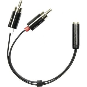 Deltaco lydadapter, 3,5mm stereo hun til 2xRCA han, 0,1m, sort