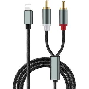 Lyn til Rca Kabel Audio Aux Adapter, Stereo Y Splitter Adapter Til Select Iphone, Ipad Til Strømforstærker, Bil, Hjemmebiograf, Højttaler